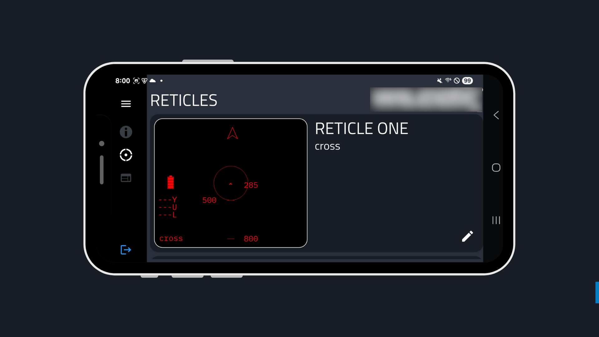Weapon reticle app screen 3