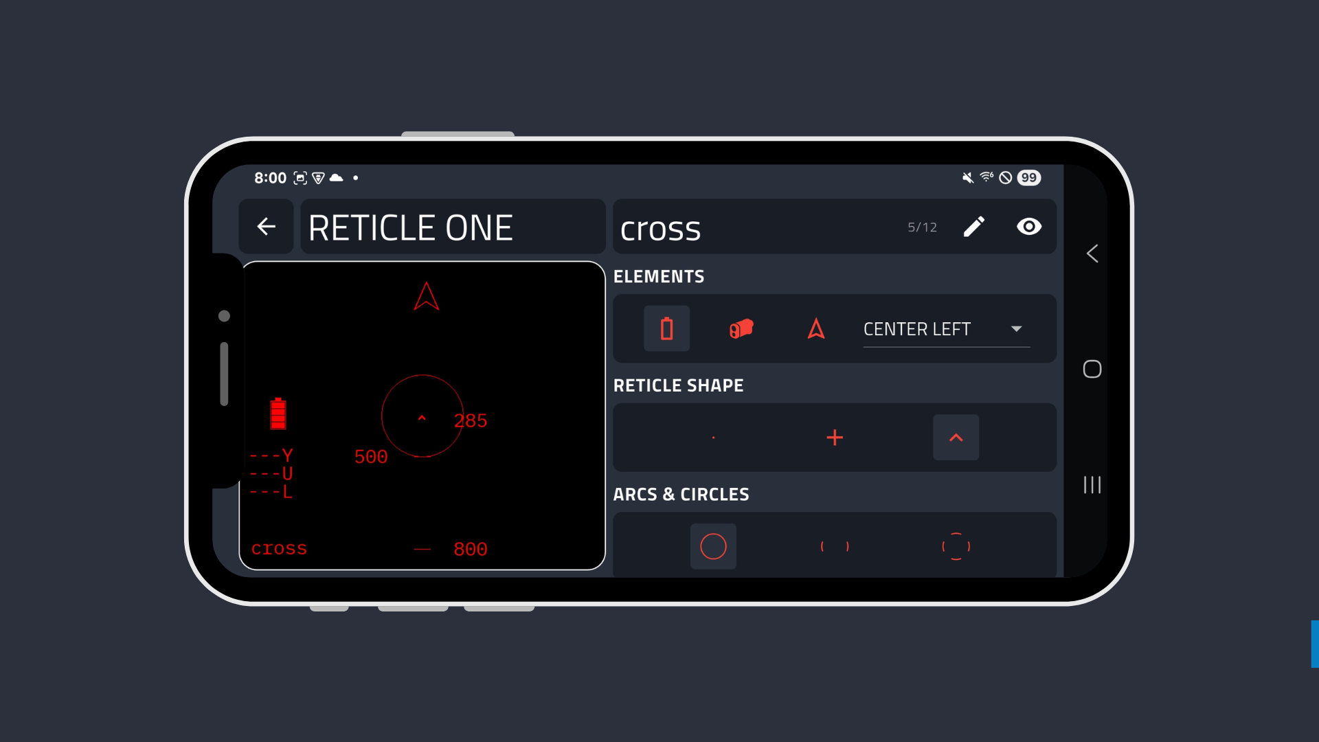 Weapon reticle app screen 4