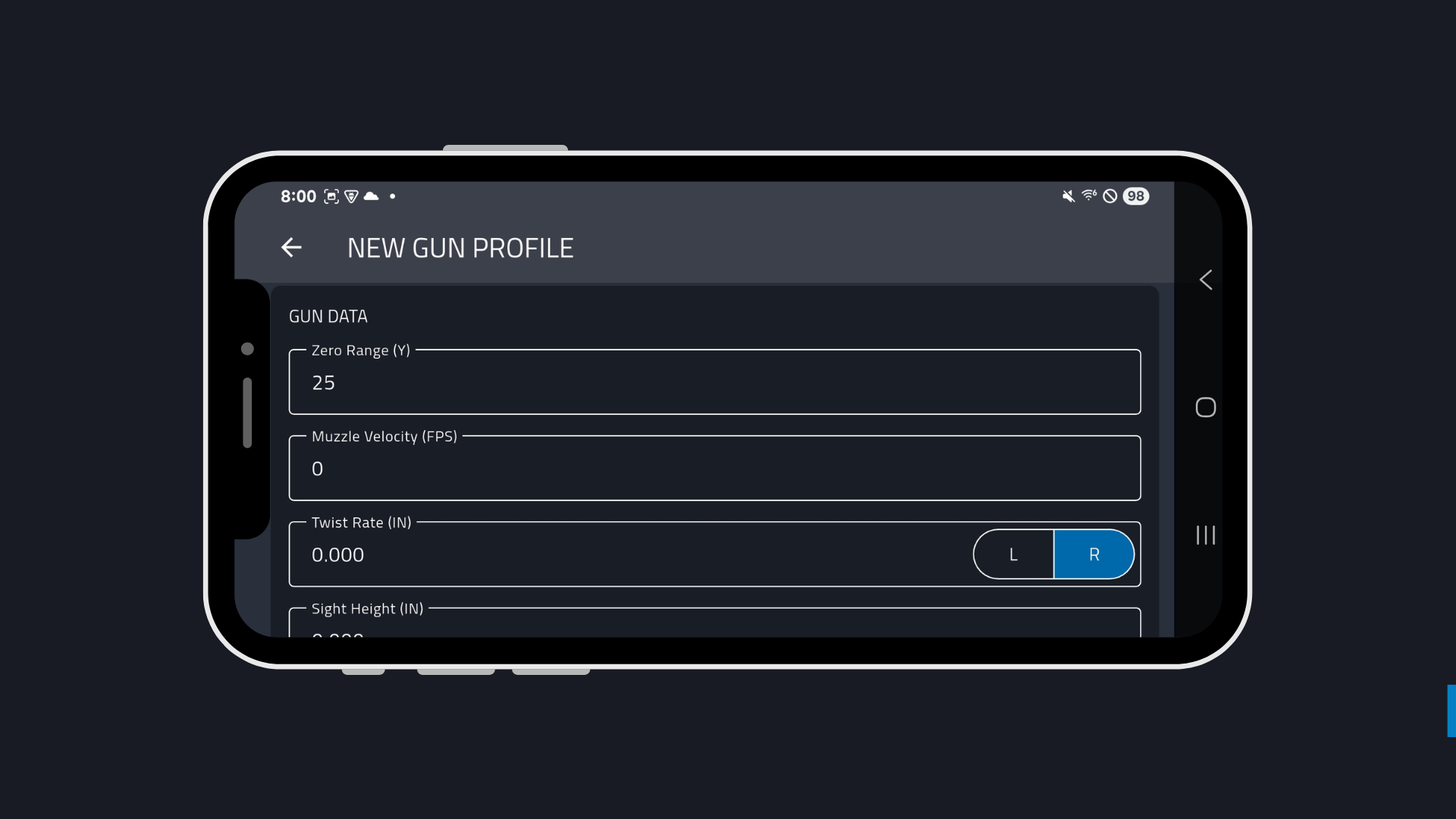 Weapon reticle app screen 6